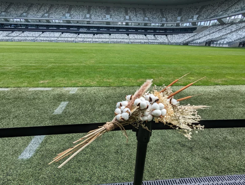 Bohemian Tossing Bouquet Cotton Pampas Grass Cattail Bordeaux Wedding