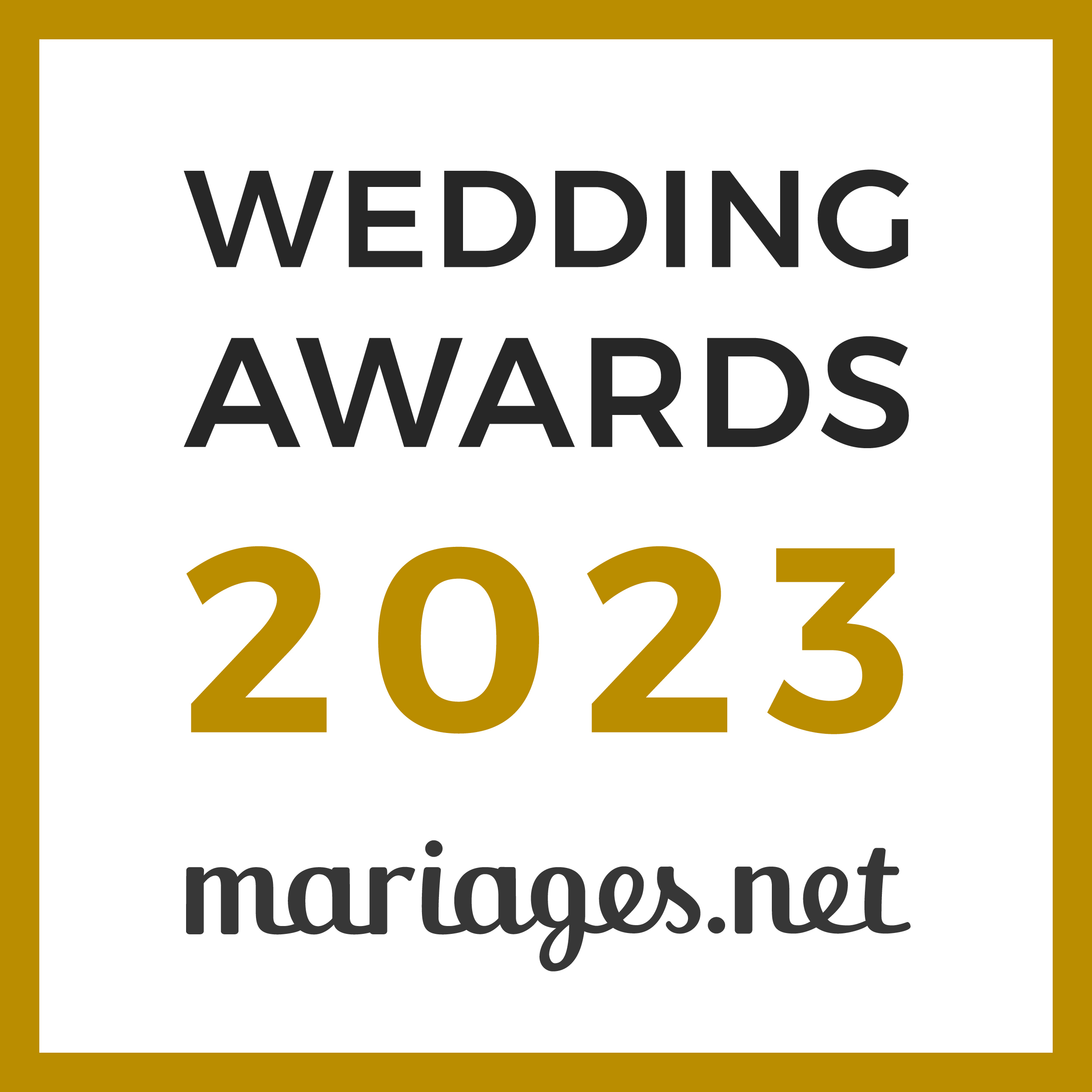 Badge officiel Wedding Award 2023 mariages.net — Alexandra Grall, fleuriste mariage Bordeaux et Gironde