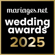 Badge officiel Wedding Award 2025 mariages.net — Fleurambulle, fleuriste mariage Bordeaux et Gironde
